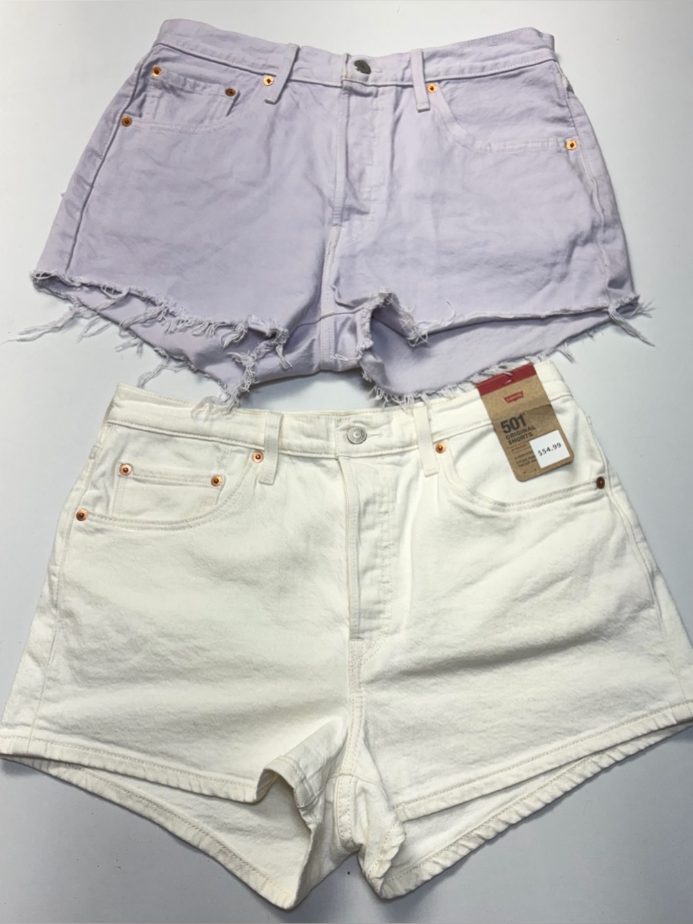 Levi’s 501 Jean shorts women size 31 off white ,blue,lavender button fly - Picture 7 of 15